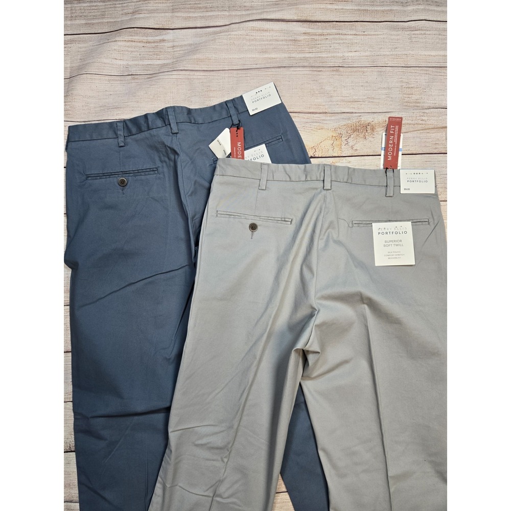 2 Perry Ellis Portfolio Superior Soft Twill Modern Fit Pants Men's Size 32x32